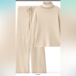 Lillusory - Women’s 2-Piece Apricot Turtleneck Sweater & Wide Pants…. New…Size M
